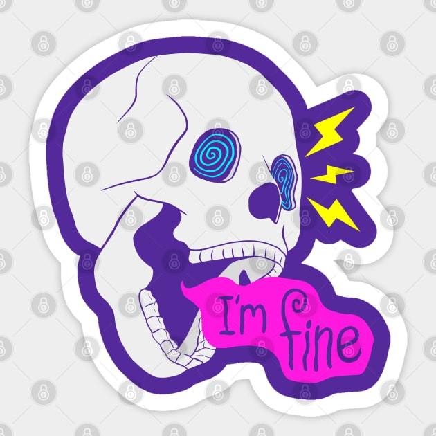 I'm Fine Screaming Skull Sticker by Wasabi Snake